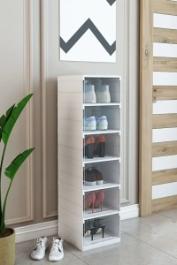 Katlanabilir Ayakkabılık, 6'lı Taşınabilir Ayakkabılık, Plastik 6 Raflı Ayakkabılık